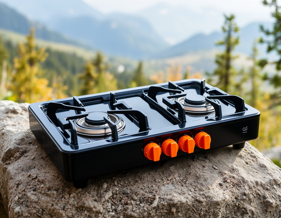 PowerChef Gaskocher – Robuster 2-Flammen-Gaskocher für Outdoor-Küche Gaskocher mit zwei Kochfeldern